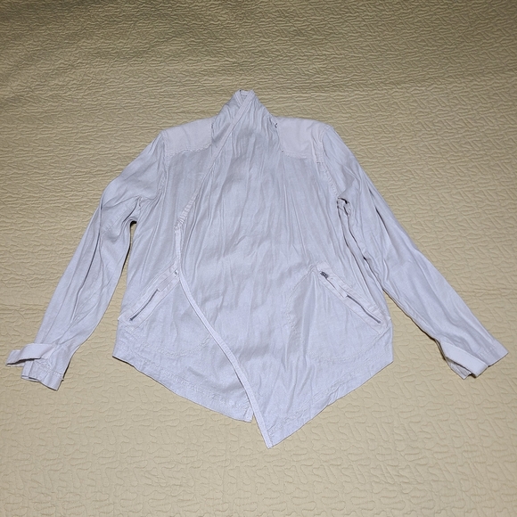 Anthropologie Linen Open Front asymmetrical jacket size L - Picture 3 of 13